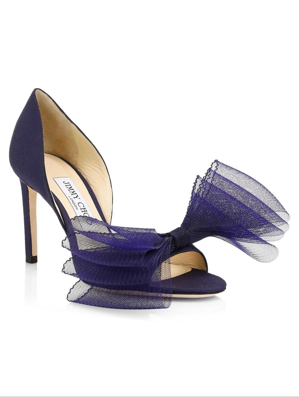 NIB Jimmy Choo Adesu Navy D'Orsay Pumps with Tulle Bow